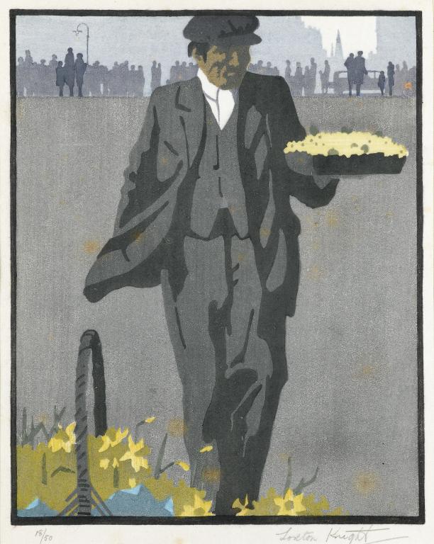 Appraisal: EDWARD LOXTON KNIGHT RBA - THE PRIMROSE SELLER colour woodcut