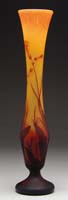 Appraisal: DAUM NANCY WHEEL-CARVED VASE Burnt orange tobacco flowers and buds