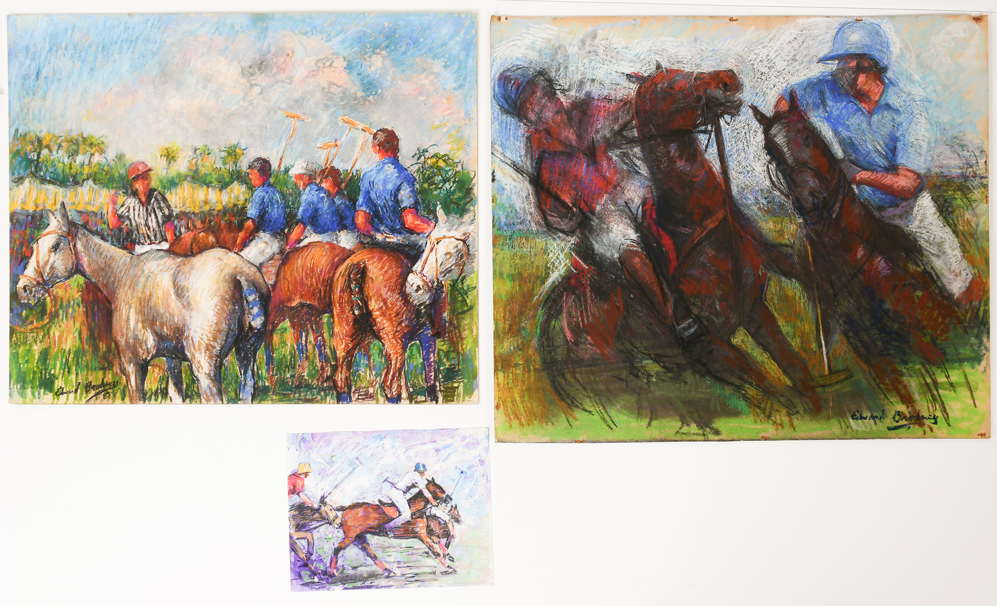 Appraisal: THREE EDWARD RODNEY WEST PALM FLORIDA POLO PASTELS Ranging from