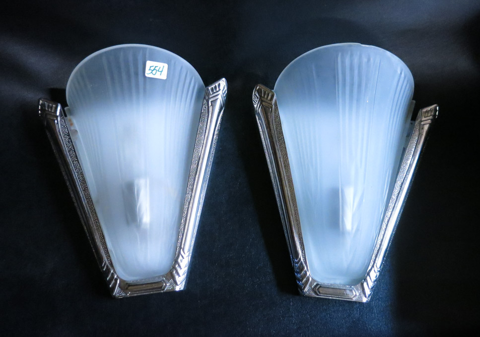 Appraisal: PAIR ART DECO STYLE WALL SCONCES by Prearo Italy with