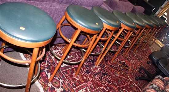 Appraisal: Nine contemporary maple upholstered bar stools Estimate - No condition