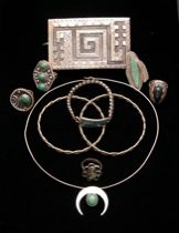 Appraisal: A Seventh Group of Sterling Jewelry Items include Native American