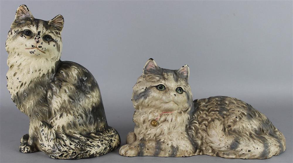 Appraisal: TWO HUBLEY CAST METAL CAT DOORSTOPS both marked Hubley to