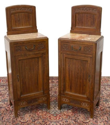 Appraisal: pair Italian Art Nouveau mahogany bedside cabinets Consorzio Mobilieri early