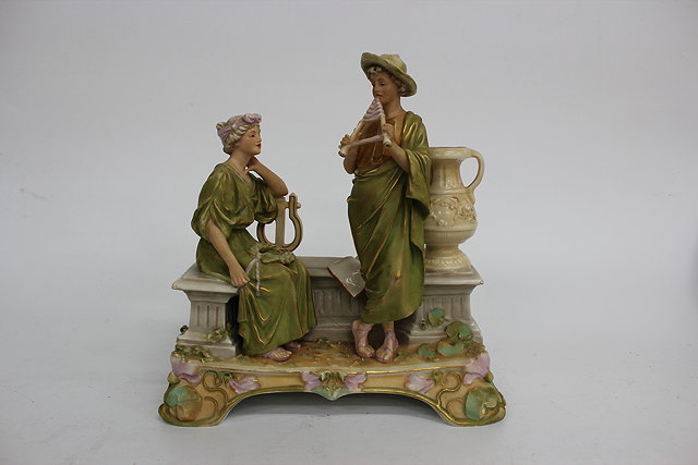 Appraisal: A PORCELAIN ROYAL DUX GROUP OF TWO CLASSICAL FIGURES by