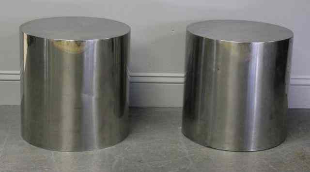 Appraisal: Pair of Midcentury Steel Round Endtables From a La Grangeville