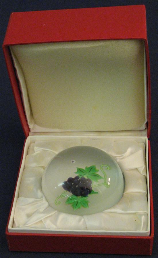 Appraisal: Baccarat glass limited edition grapevine paperweight small date cane for