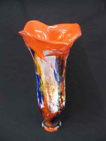 Appraisal: Roddy Capers Art Glass Vase confetti style decoration on red