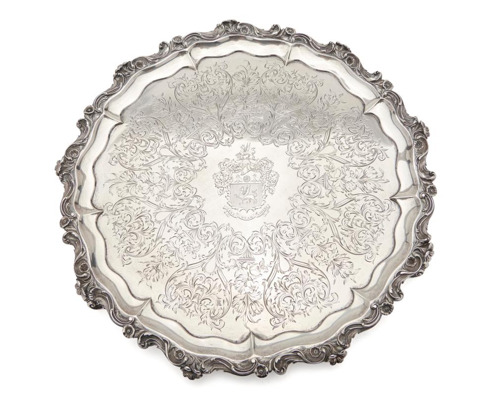 Appraisal: William lV Silver Tray London James Charles Edington maker diameter