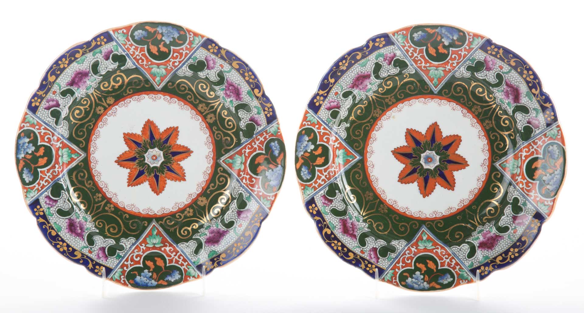 Appraisal: Pair Mason's ironstone dinner plates circa s floral decoration with