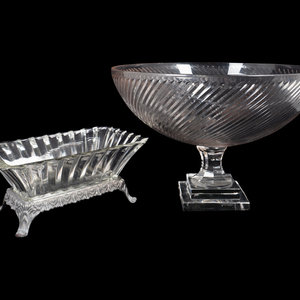 Appraisal: A Large Swirl-Design Footed Bowl and a Rectangular Bowl in