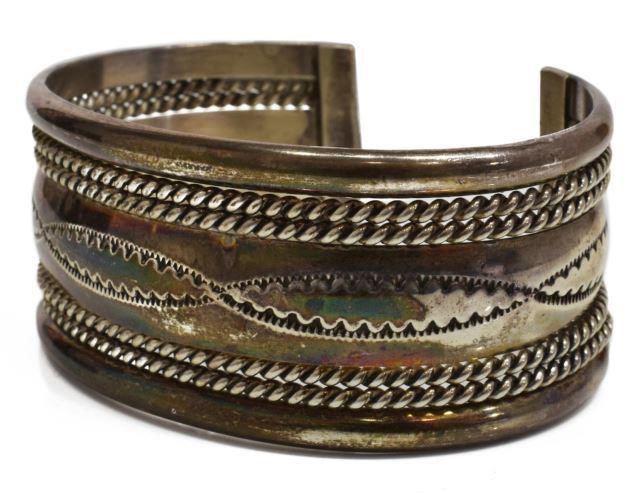 Appraisal: Native American sterling silver cuff bracelet Nora Tahe Navajo th