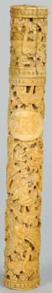 Appraisal: Carved Ivory Needle Case Nice detail Split in lid Condition