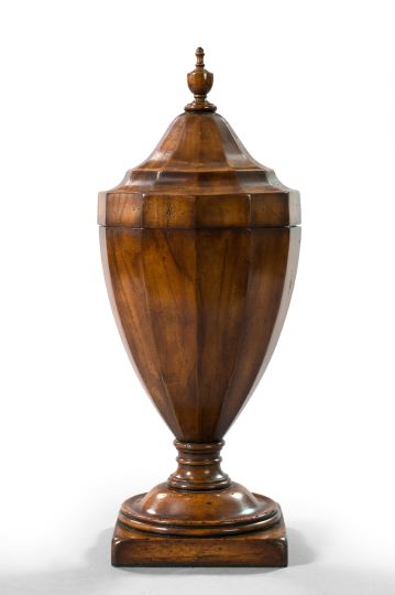 Appraisal: Large Italian Turned and Carved Wooden Covered Vase of tapering