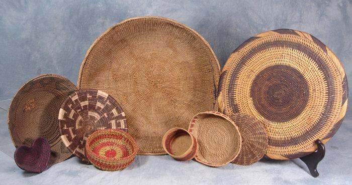 Appraisal: Native American woven baskets trays some damage largest Estimate -