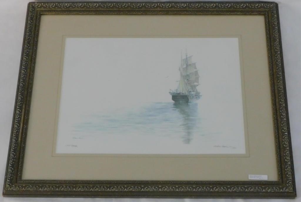 Appraisal: ARTHUR MONIZ - NEW BEDFORD FRAMED ANDglazed colored lithograph titled