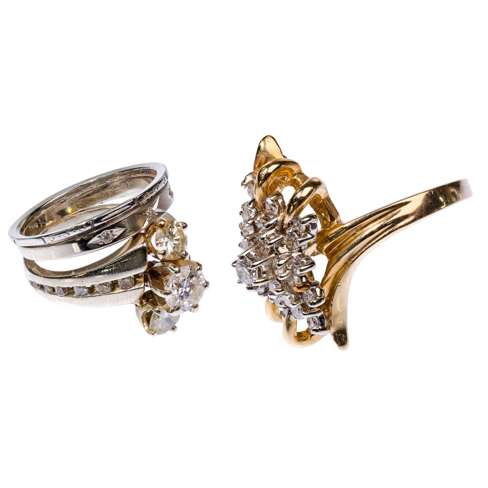 Appraisal: K GOLD AND DIAMOND RING ASSORTMENT rings including a multiple