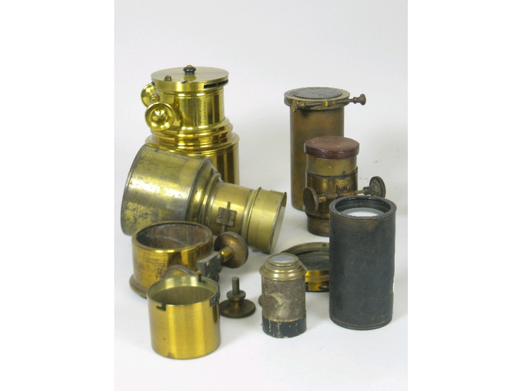 Appraisal: A W C Hughes brass Magic Lantern Lens together with