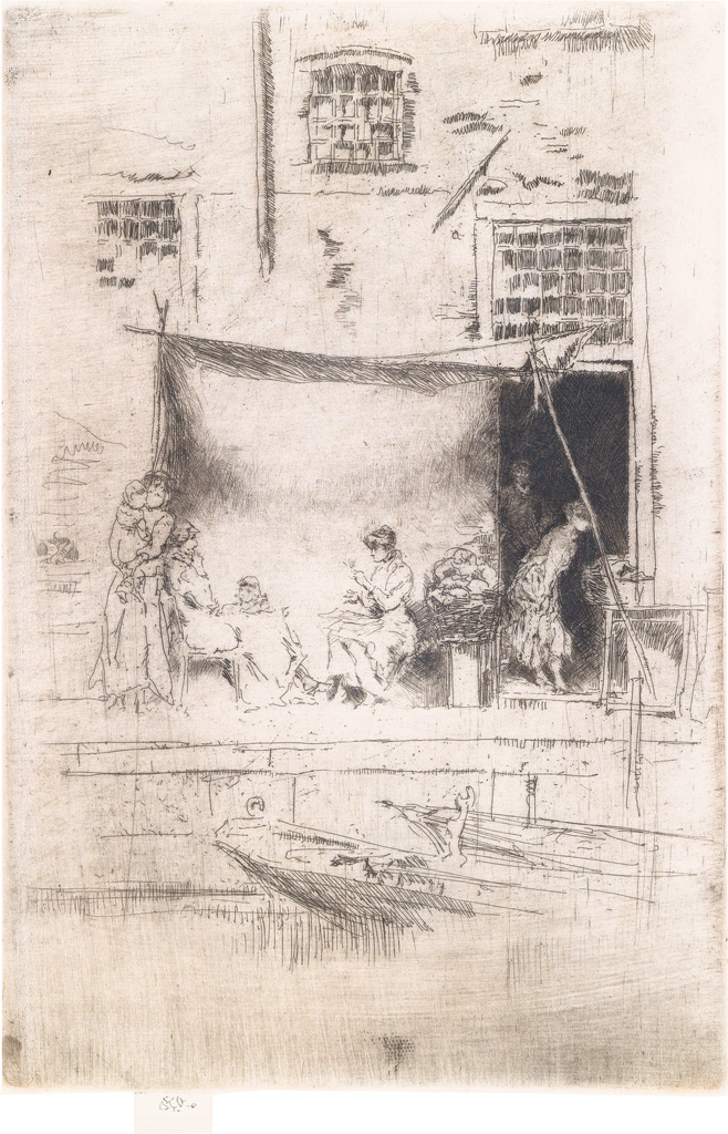 Appraisal: JAMES A M WHISTLER Fruit Stall Etching and drypoint printed