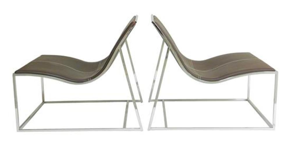 Appraisal: Pair of modern chrome and faux leather chairs by Coalesse