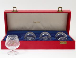 Appraisal: SET OF FOUR CARTIER CRYSTAL SNIFTERS Acid stamped In presentation