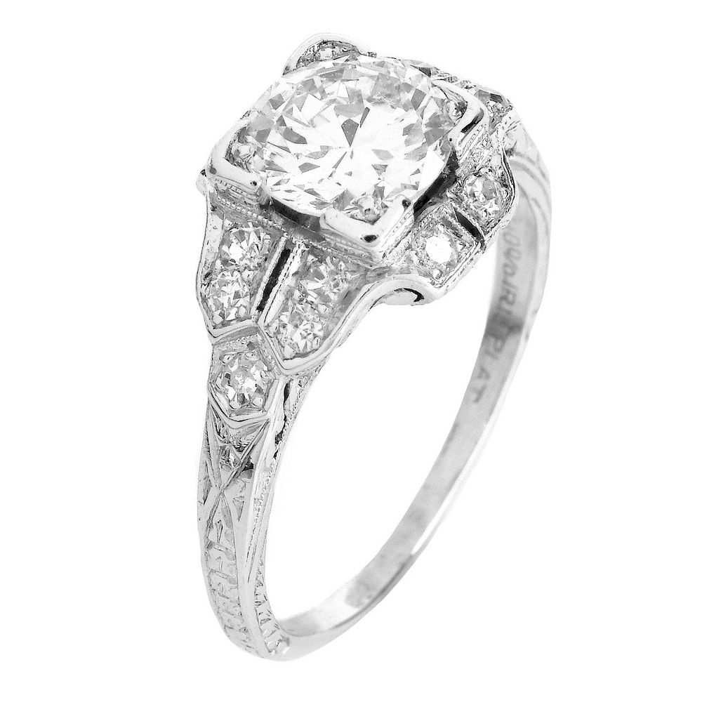 Appraisal: Art Deco Carat TW Diamond and Platinum Ring Art Deco