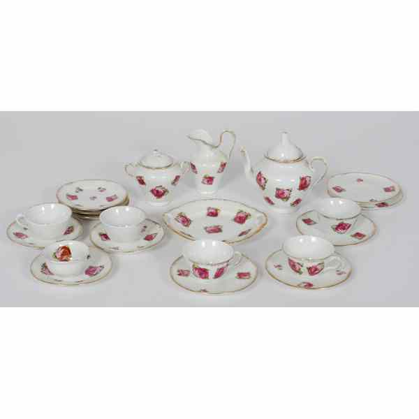 Appraisal: Miniature Tea Set in Rosette Pattern Miniature tea set containing