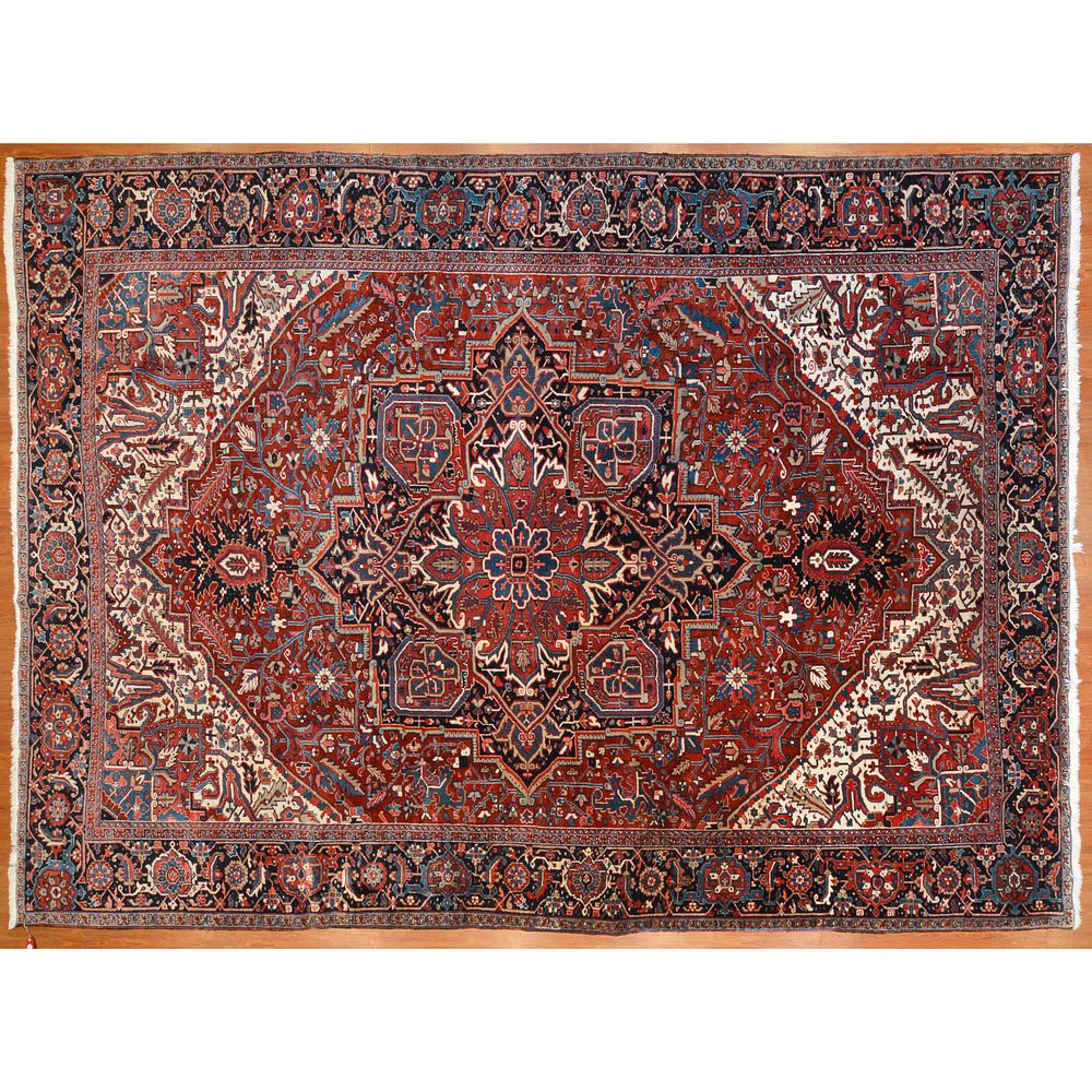 Appraisal: Semi Antique Heriz Carpet Persia x Second quarter- th century