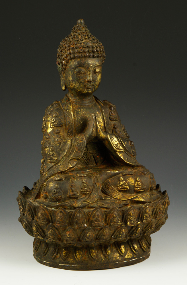 Appraisal: - th C Chinese Bronze Buddha Bronze figure of Buddha