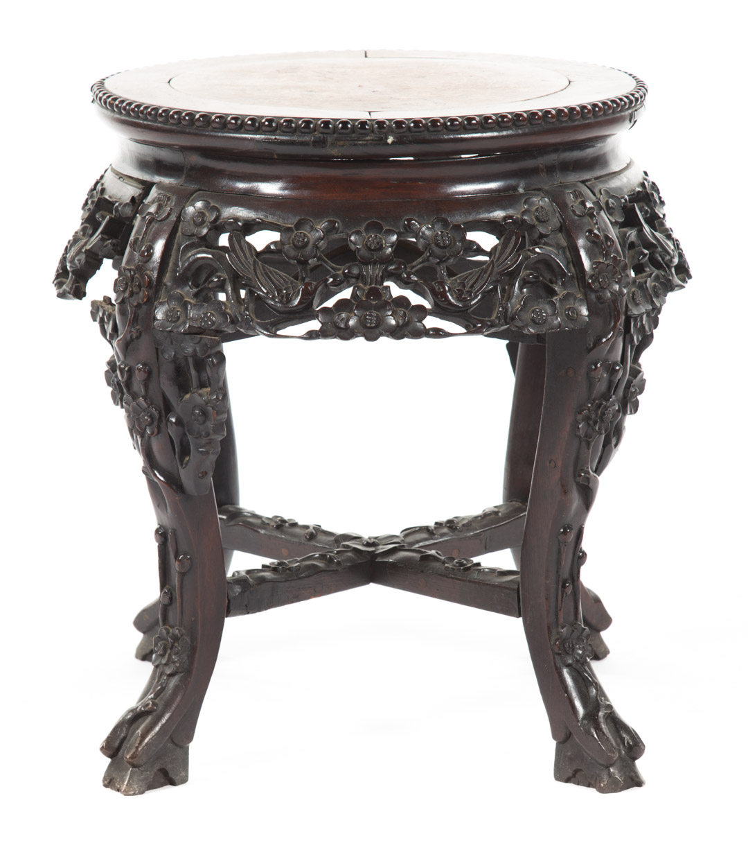 Appraisal: Chinese carved hardwood stand early th century with inset marble