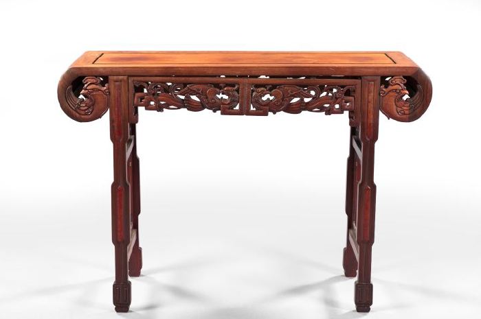 Appraisal: Chinese Carved Rosewood Altar Table of traditional form with down-curved