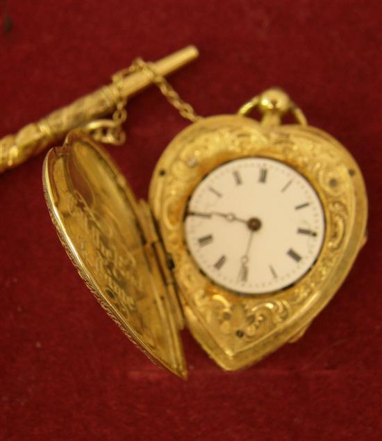 Appraisal: Heart shaped pendant locket watch inscribed 'Till the end of