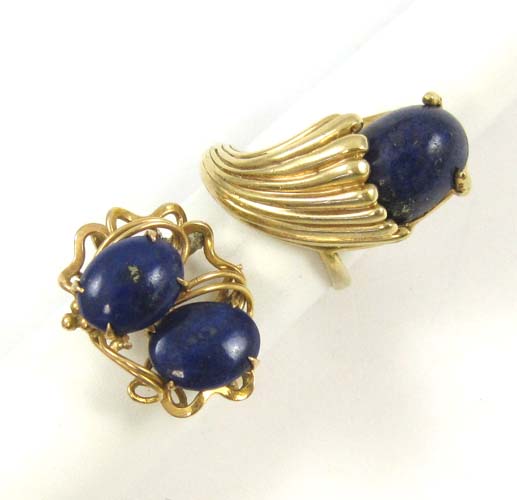 Appraisal: TWO LAPIS LAZULI AND YELLOW GOLD RING both k yellow