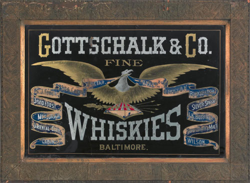 Appraisal: Baltimore reverse painted trade sign for Gottschalk Co Whiskies stamped