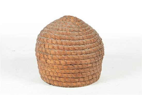 Appraisal: BEE SKEP American th century Rye straw skep with wooden