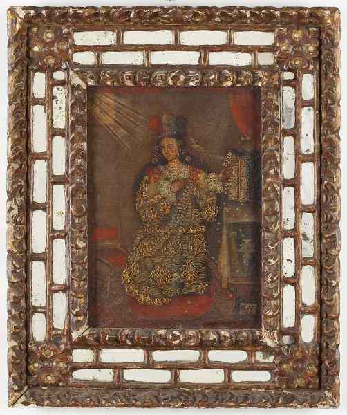 Appraisal: Cuzco School circa Painting of the VirginPeru oil on stitched