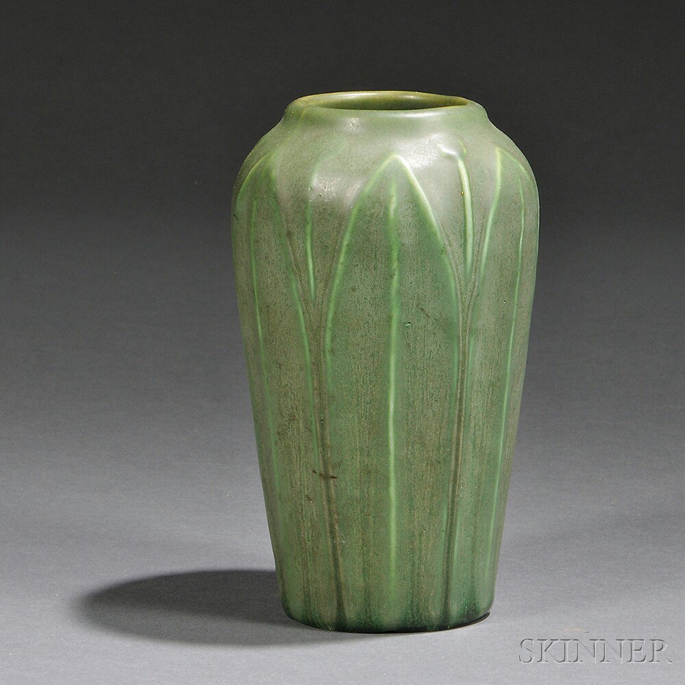 Appraisal: Hampshire Pottery Vase Glazed ceramic New Hampshire c Matte green