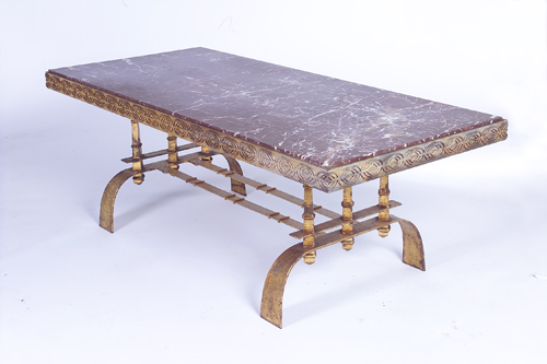 Appraisal: STYLE OF JAMES MONT Beautiful gilded metal table with modified