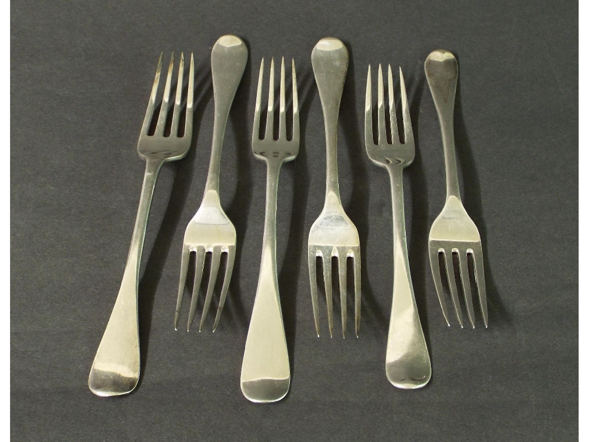 Appraisal: Six various Georgian period silver dessert forks oz approx