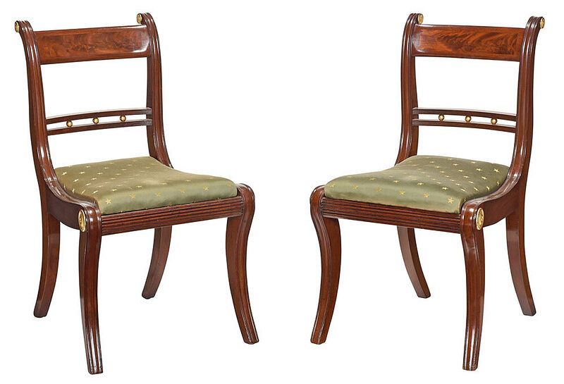 Appraisal: Pair Fine Parcel Gilt Mahogany Klismos Chairs Philadelphia - each