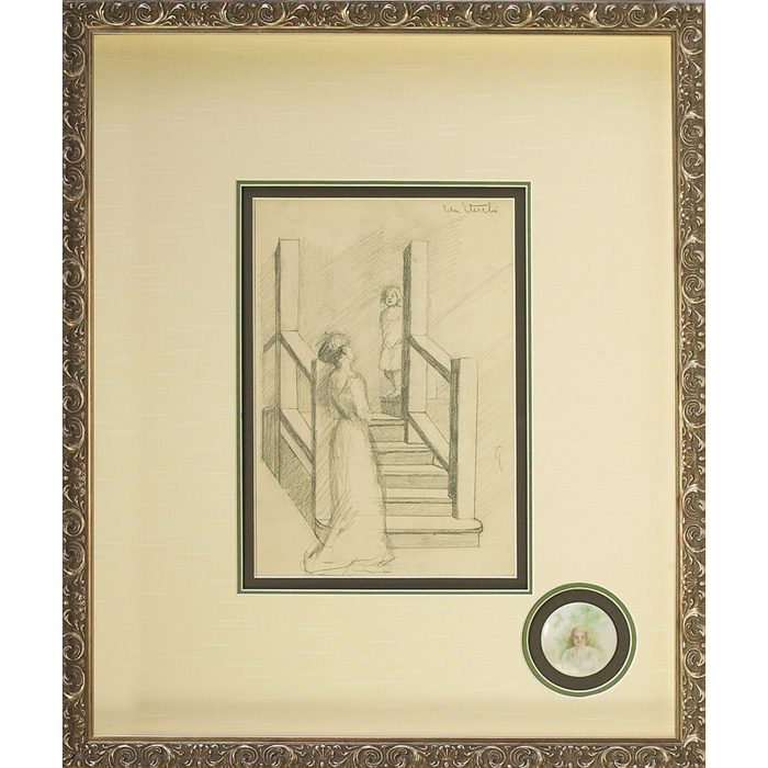 Appraisal: Eda Sterchi American b Figures on a Staircase c drawing