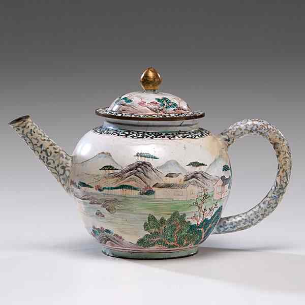 Appraisal: Peking Enamel Teapot Chinese A finely enameled teapot with figures