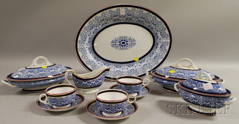 Appraisal: Eleven-piece Royal Worcester Blue and White Transfer-decorated Porcelain Partial Dinner