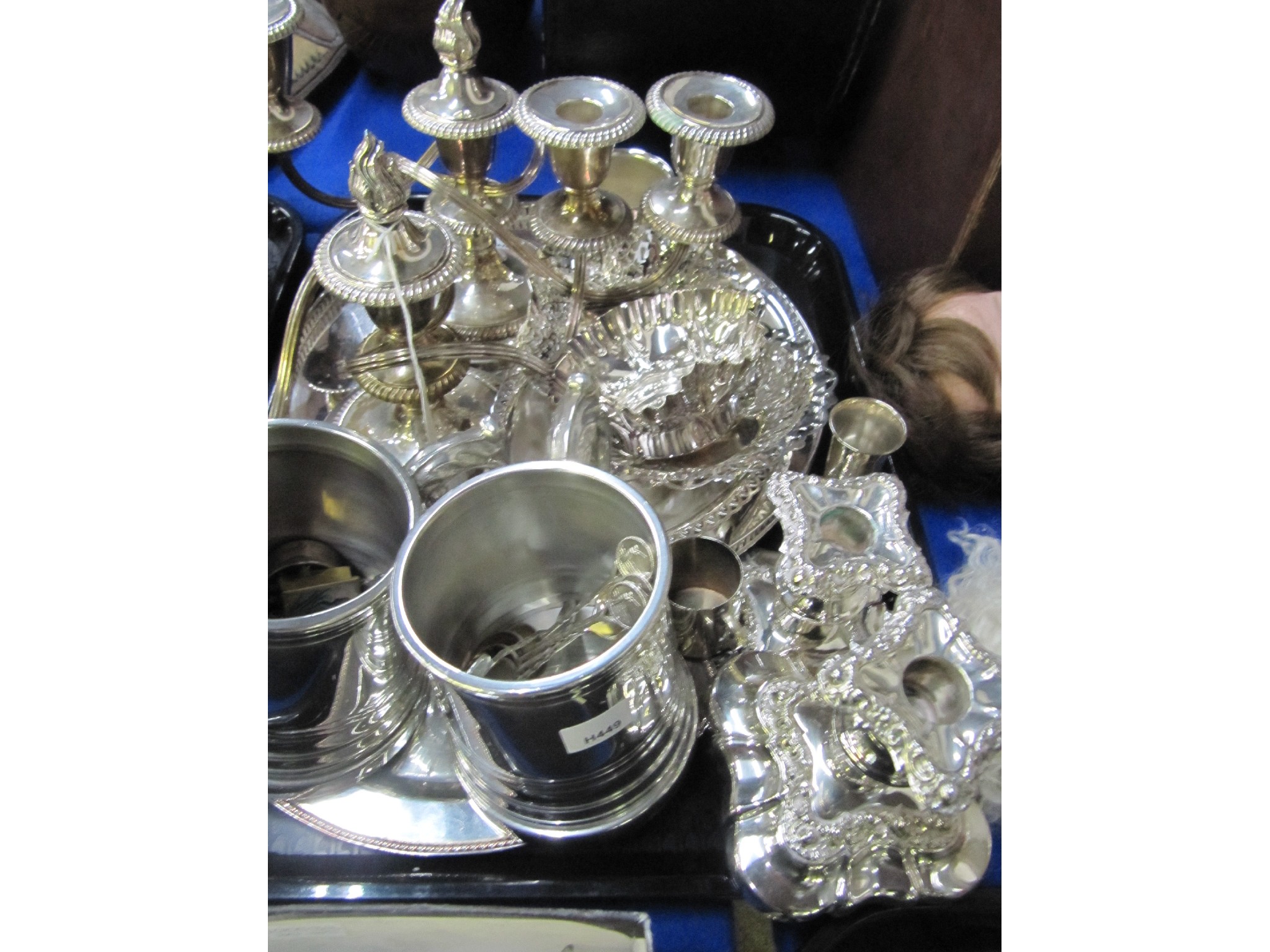 Appraisal: A tray lot of EP - tankards candlesticks dishes etc