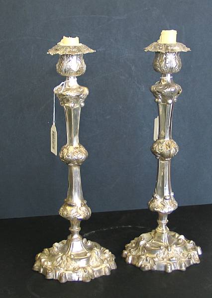 Appraisal: A pair of American silver plated candlesticks International Silver Co