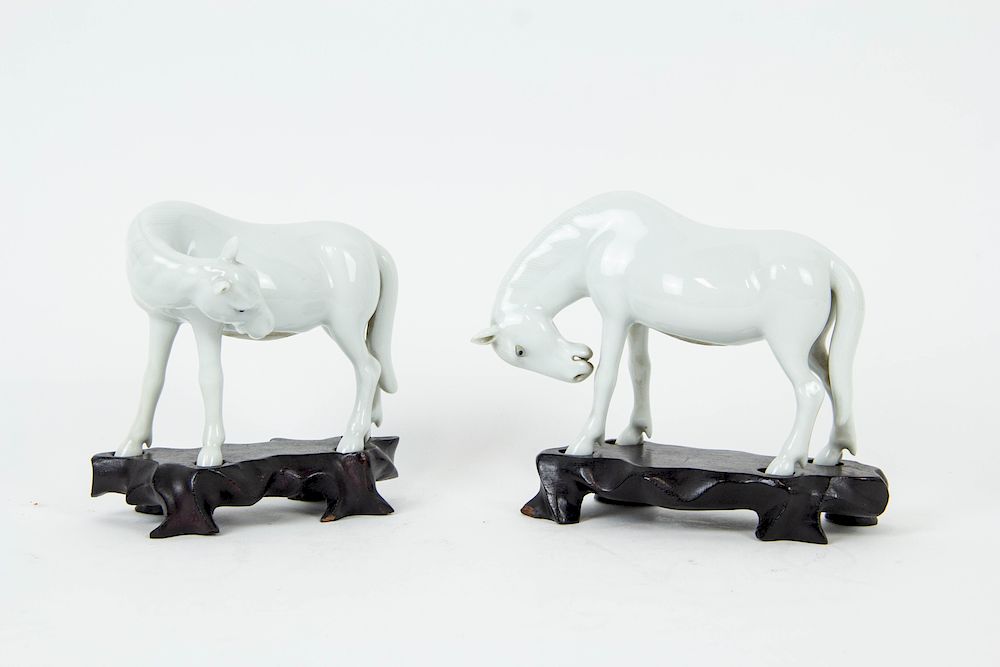 Appraisal: A Fine Pair of Blanc-de-Chine Horses Chinese early th century