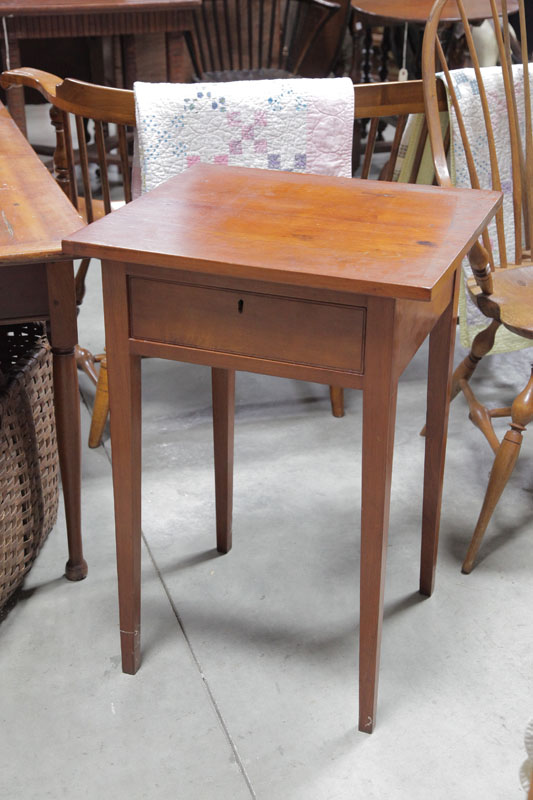 Appraisal: ONE DRAWER STAND Walnut having an incised drawer on tapered