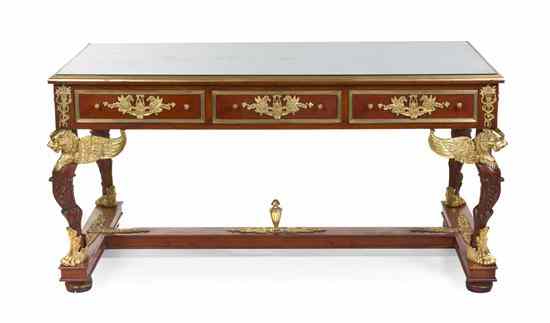 Appraisal: An Empire Style Mahogany and Gilt Bronze Mounted Bureau Plat