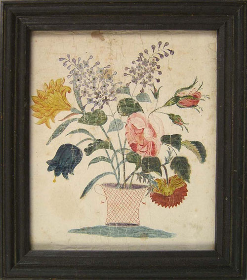 Appraisal: New England watercolor theorem th c of a basket of