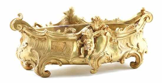 Appraisal: Fine Louis XIV style bronze-dore centerbowl th century Rococo-decorated oblong